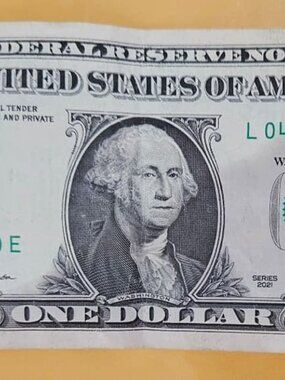 Pattern Unique Serial Number One Dollar Bill USD USA 04554660